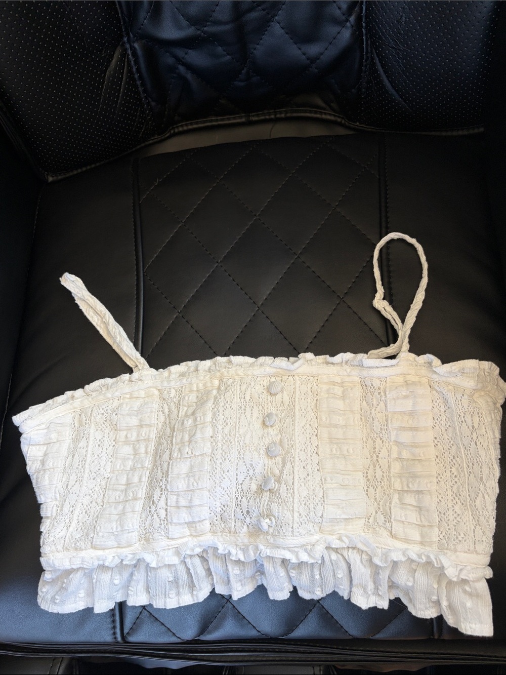 American Eagle Outfitters White Lace Ruffle Crop Top